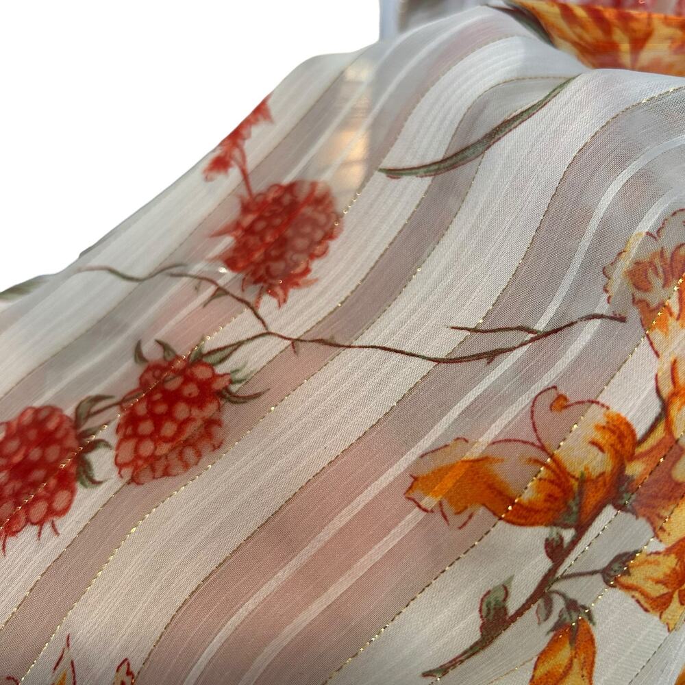 Bucket List Sheer Pleated Metallic Blouse Medium - Picture 11 of 12